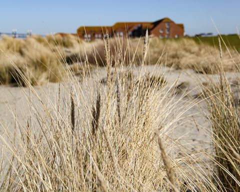 Der Strand in Norden-Norddeich mit Blick zur Dr. Becker Klinik.